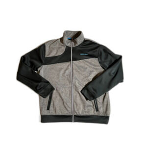 Bauer Mens ICE Hockey Gray Black Zip Up Jacket Sweatshirt XL Retro Look EUC